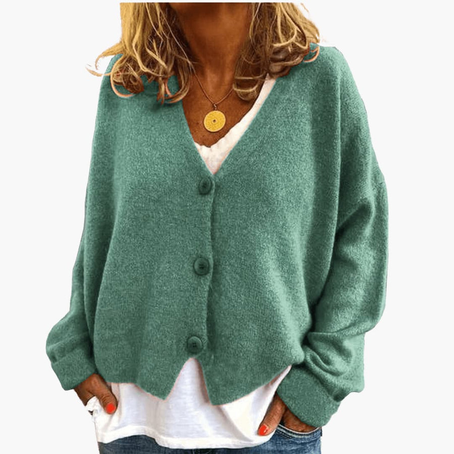 Brooke | Knitted Button Cardigan with V-Neckline and Long Sleeves view 5