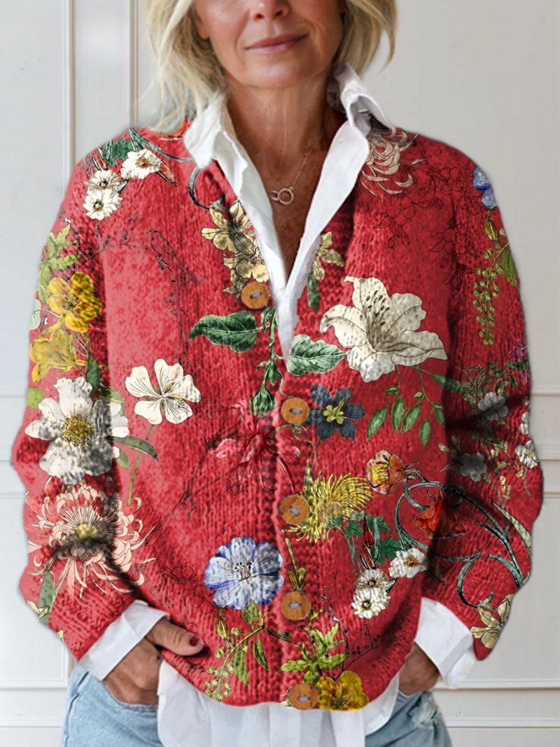 Lena | Button-Down Floral Print Cardigan Sweater for Women