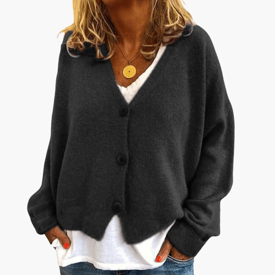 Brooke | Knitted Button Cardigan with V-Neckline and Long Sleeves view 6
