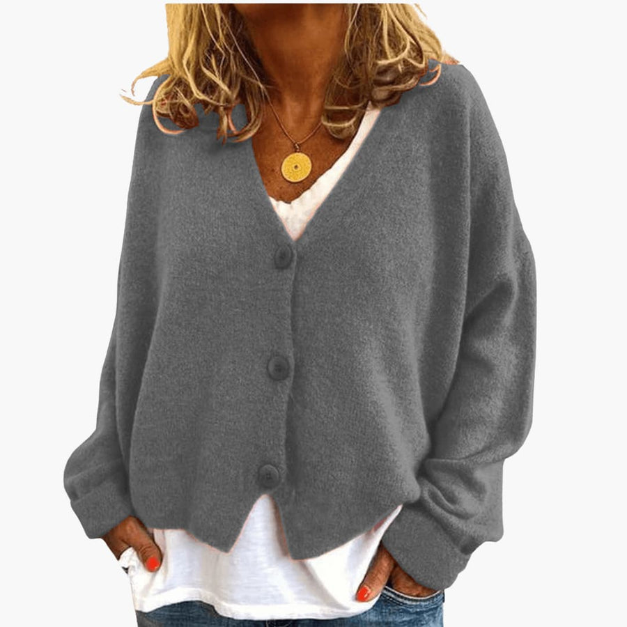 Brooke | Knitted Button Cardigan with V-Neckline and Long Sleeves view 4