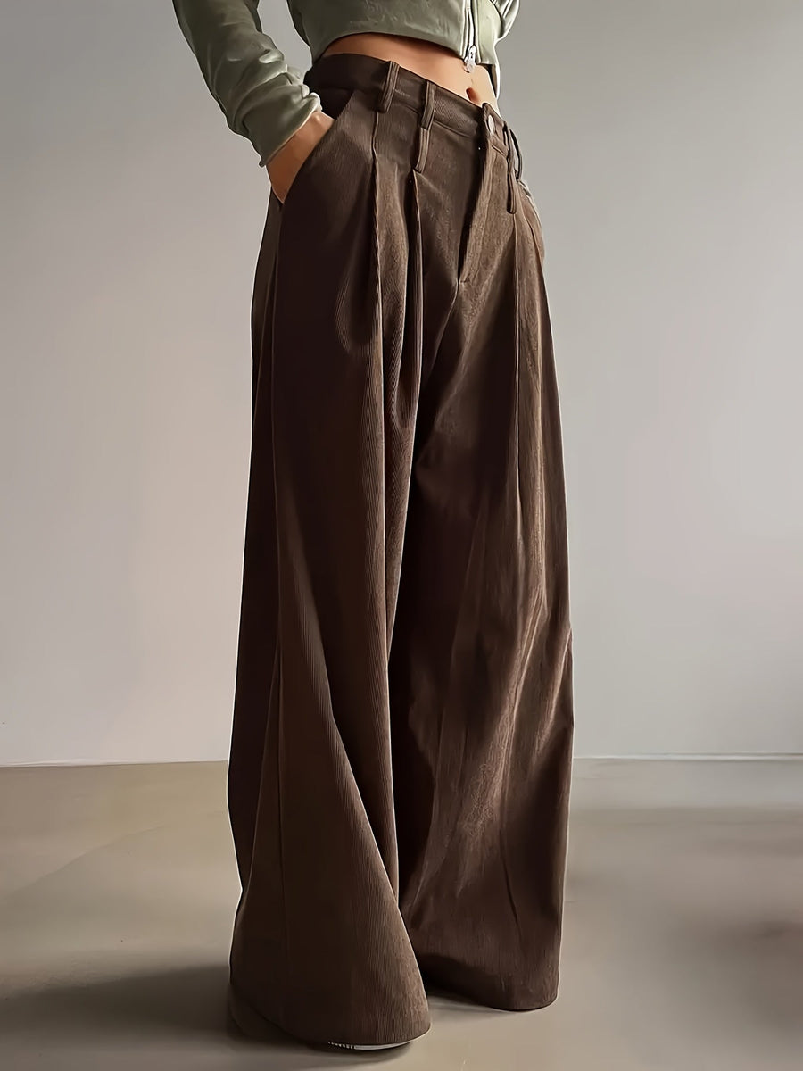 Celine | Women's Pleated Wide Leg Trousers – High Waisted Dress Pants view 9