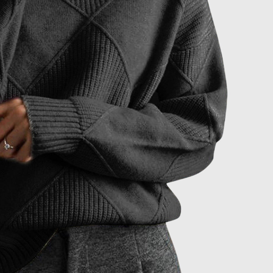 Wrenna | Roll Neck Sweater with Diagonal Seam Detail view 11