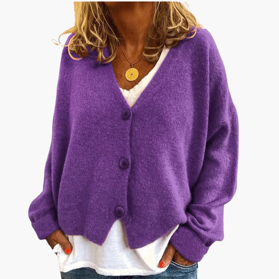 Brooke | Knitted Button Cardigan with V-Neckline and Long Sleeves view 3
