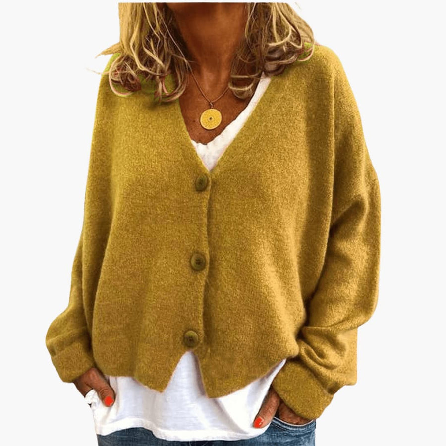 Brooke | Knitted Button Cardigan with V-Neckline and Long Sleeves view 2