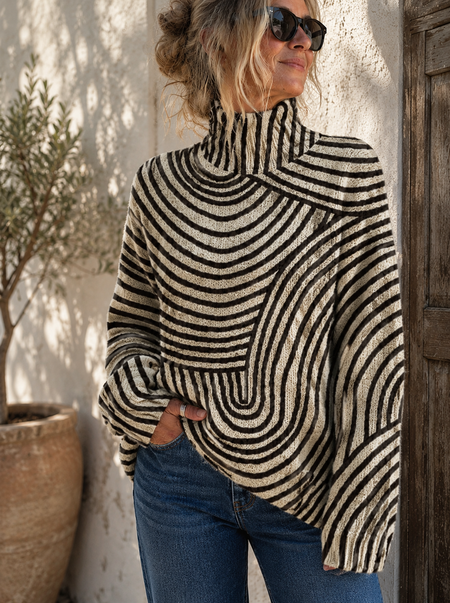 Ruth | Striped Roll Neck Turtleneck Sweater for Women view 2