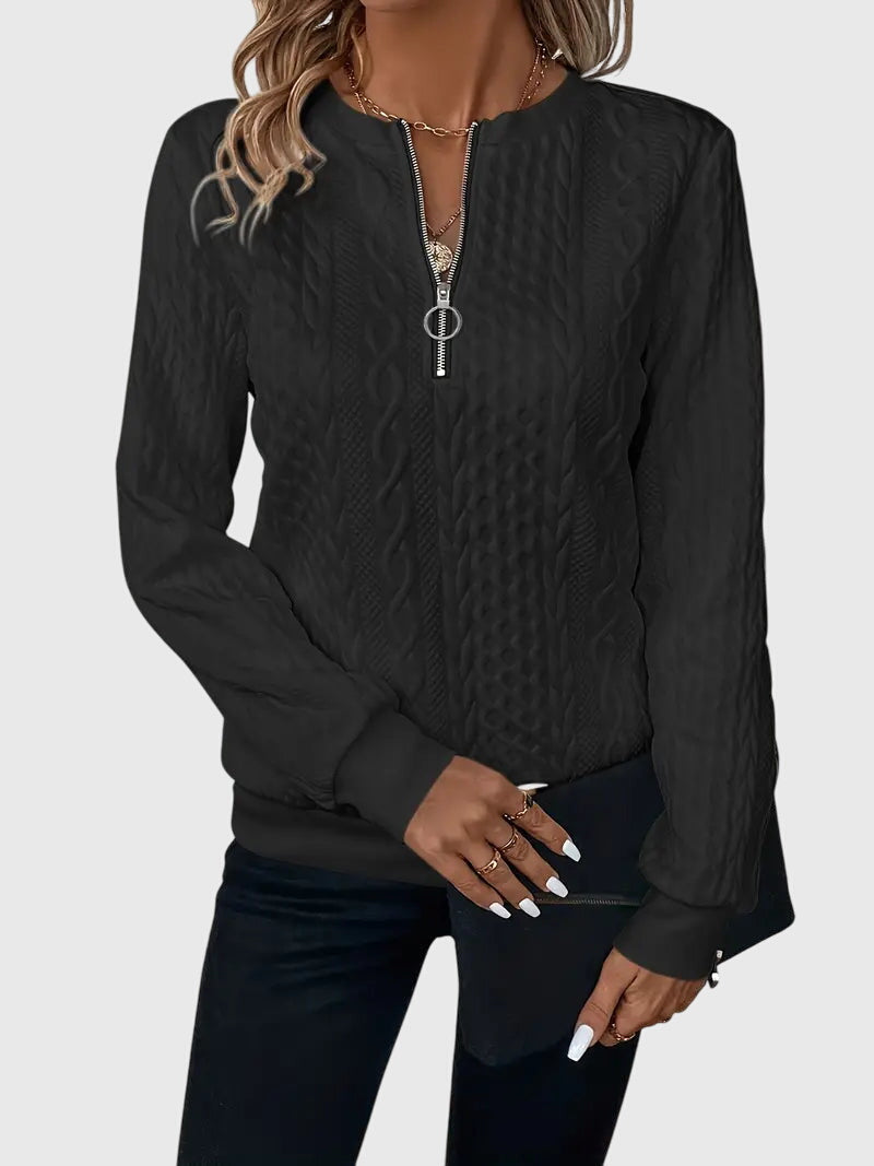 Casimira | Cable Knit Quarter-Zip Sweater view 13