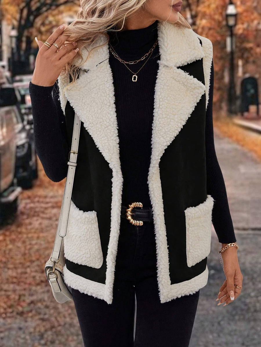 Sylvie | Women's Warm Vest – Lapel Collar Cozy Winter Vest view 13