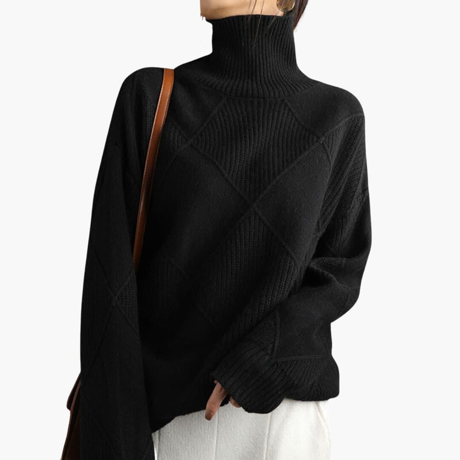 Selah | Ribbed Turtleneck Jumper with Long Sleeves and Fitted Silhouette view 1