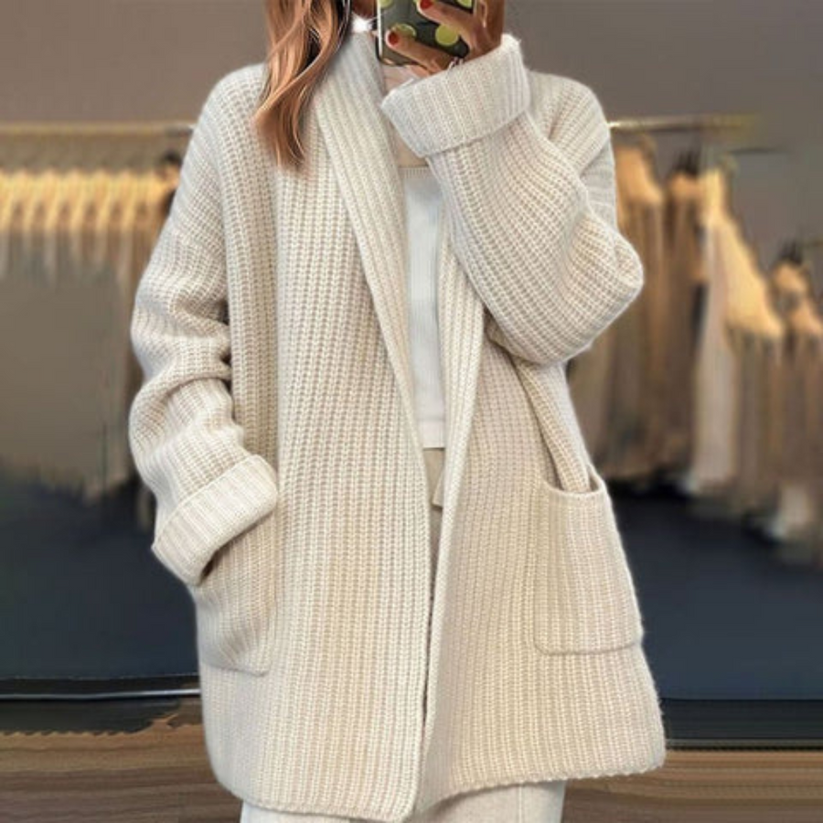 Verona | Women's Winter Cardigan – Knitted Wool Pockets, Plus Size view 4