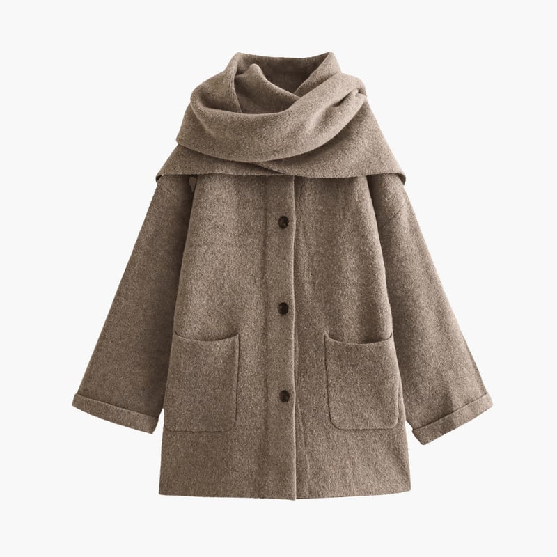 Viola | Button-Up Cardigan with Matching Scarf and Long Sleeves
