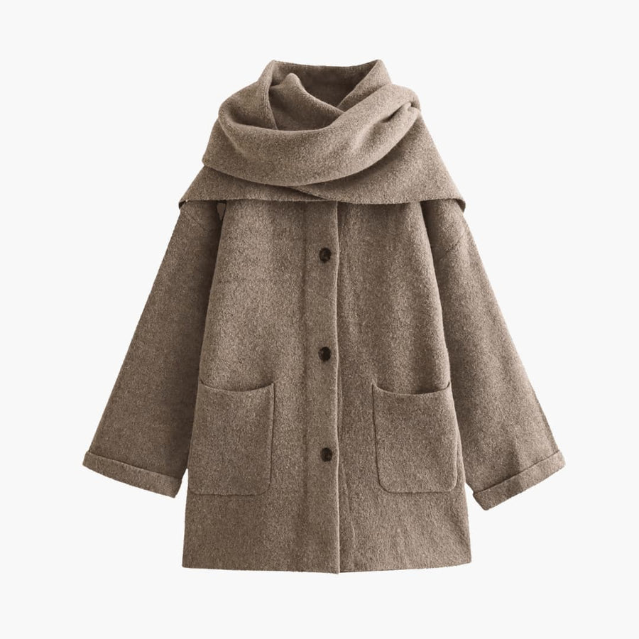 Viola | Button-Up Cardigan with Matching Scarf and Long Sleeves view 1