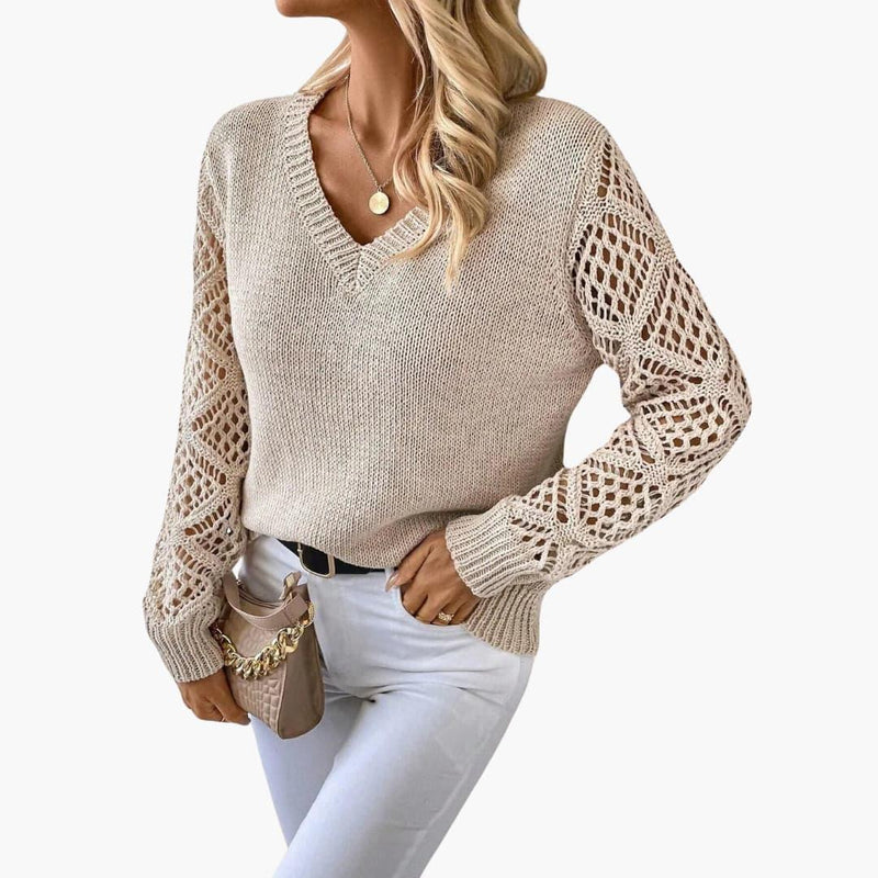 Zinnia | Jumper with Crochet Sleeve Details and Relaxed Fit