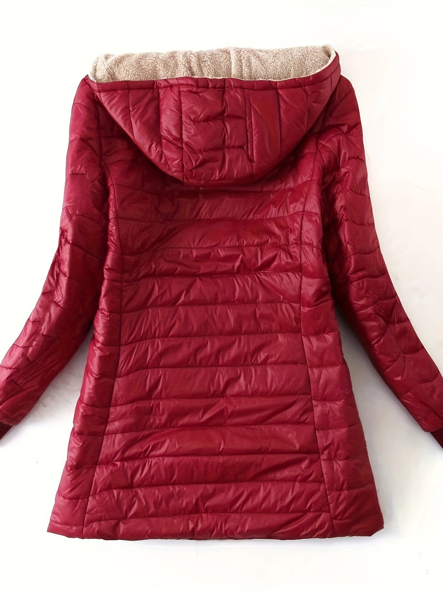 Isla | Women's Quilted Long Coat – Lined Longline Winter Puffer Coat view 9