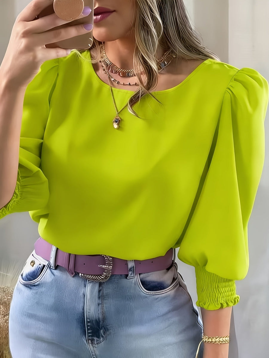 Ellen | Women's Puff Sleeve Blouse – Elegant Long Sleeve Dressy Top view 12