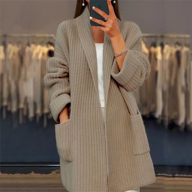 Verona | Women's Winter Cardigan – Knitted Wool Pockets, Plus Size view 2