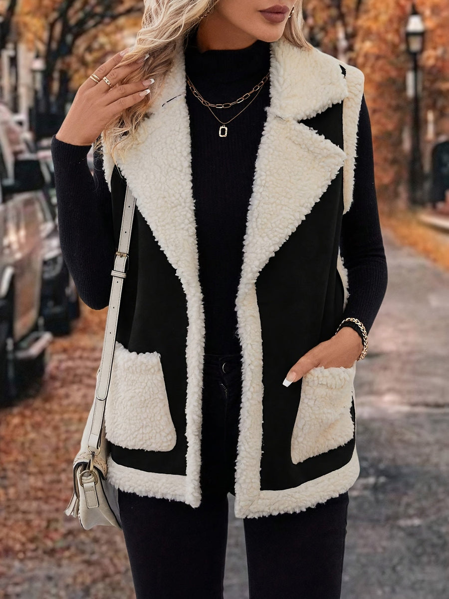 Sylvie | Women's Warm Vest – Lapel Collar Cozy Winter Vest view 12