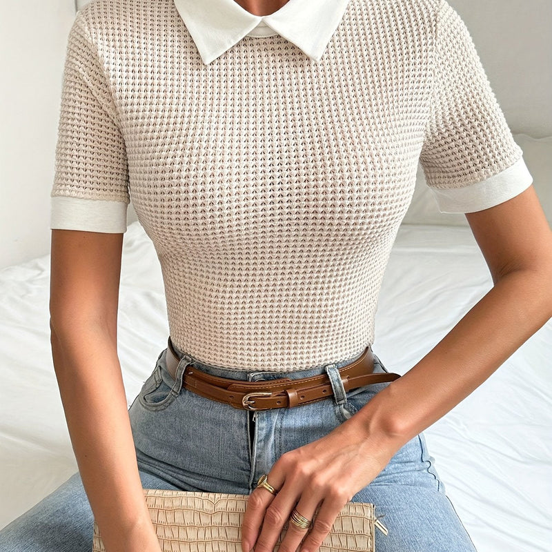 Daphne | Women's Collared Knit Top – Slim Fit Long Sleeve Polo Top