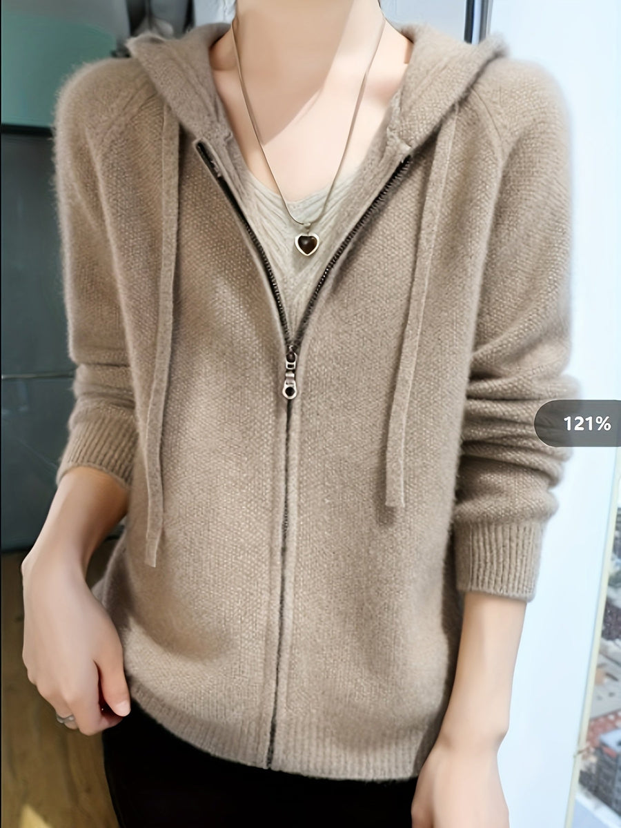 Belle | Women's Winter Cardigan – Hooded Zip-Up Cosy Layering view 2