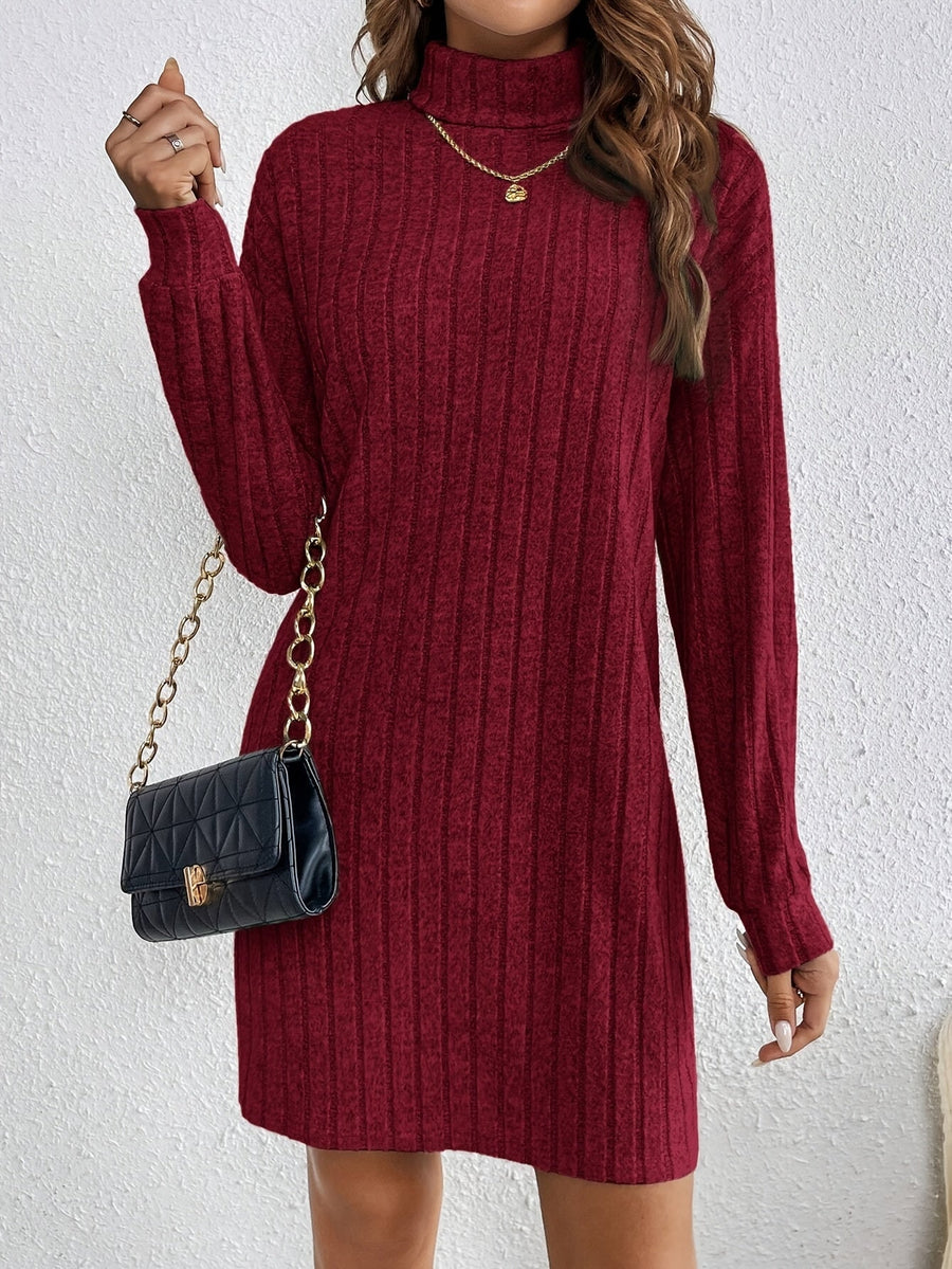 Florence | Women's Turtleneck Sweater Dress – Ribbed Knit Bodycon Midi Dress view 22