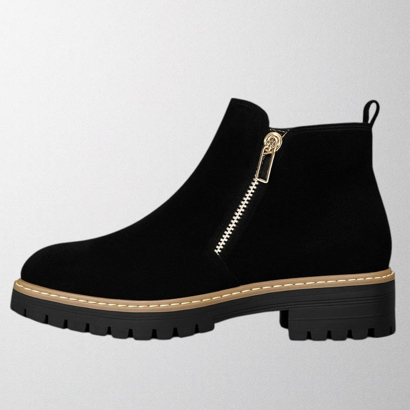 Griet | Side Zipper Closure Rounded Toe Boots
