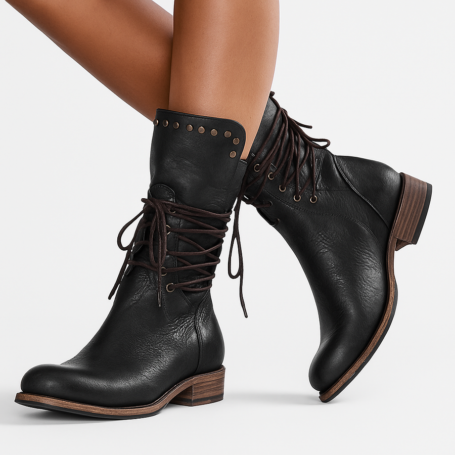 Demi | Lace-Up Stud Detail Boots view 2