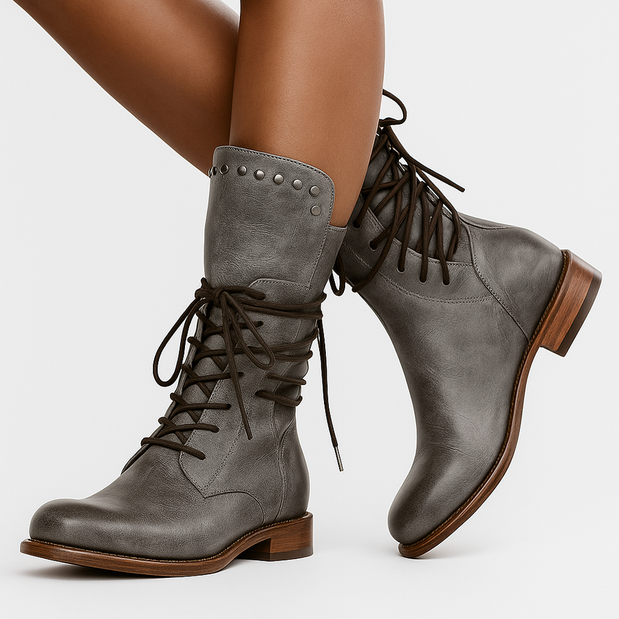 Demi | Lace-Up Stud Detail Boots view 3