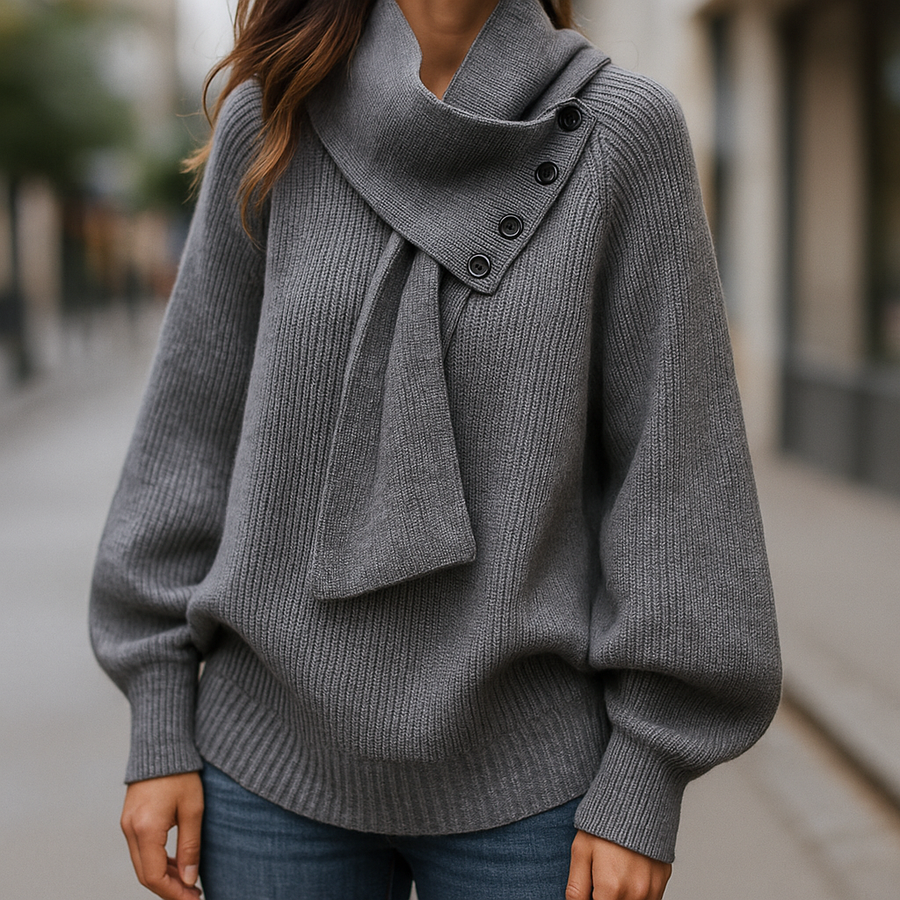 Kalliope | Cozy Scarf-Neck Sweater view 7