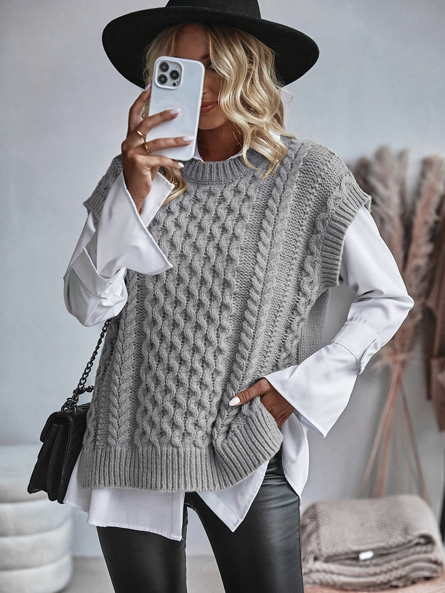 Bridget | Women's Cable Knit Sweater Vest – Cozy V Neck Knit Vest view 5
