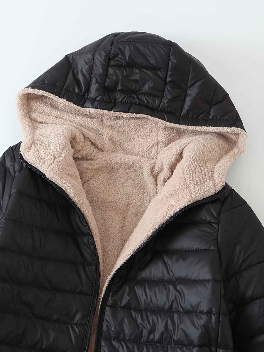 Isla | Women's Quilted Long Coat – Lined Longline Winter Puffer Coat view 3