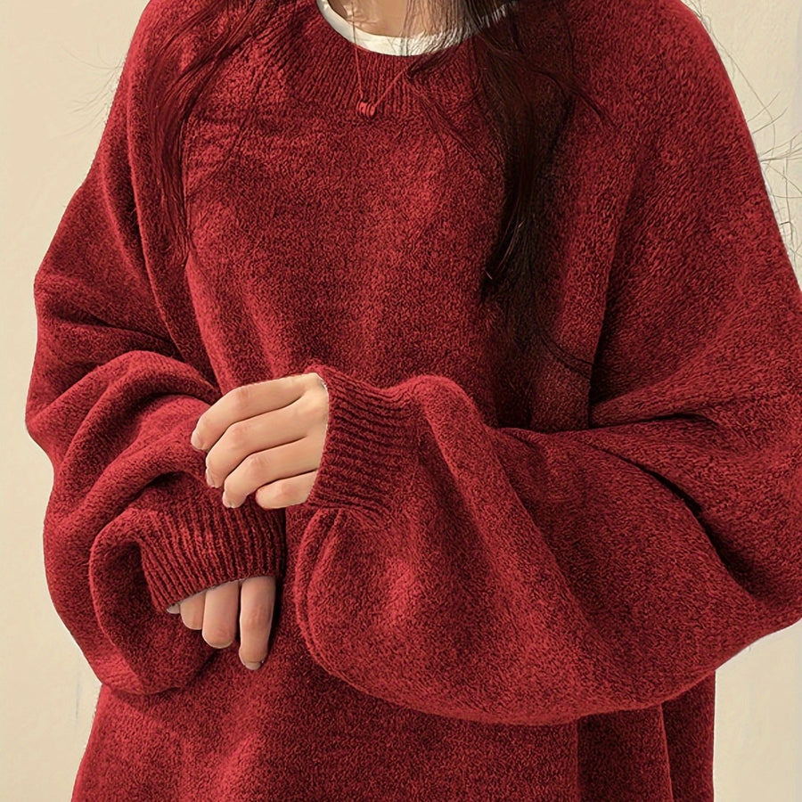 Perpetua | Oversized Crew Neck Sweater with Balloon Sleeves view 13
