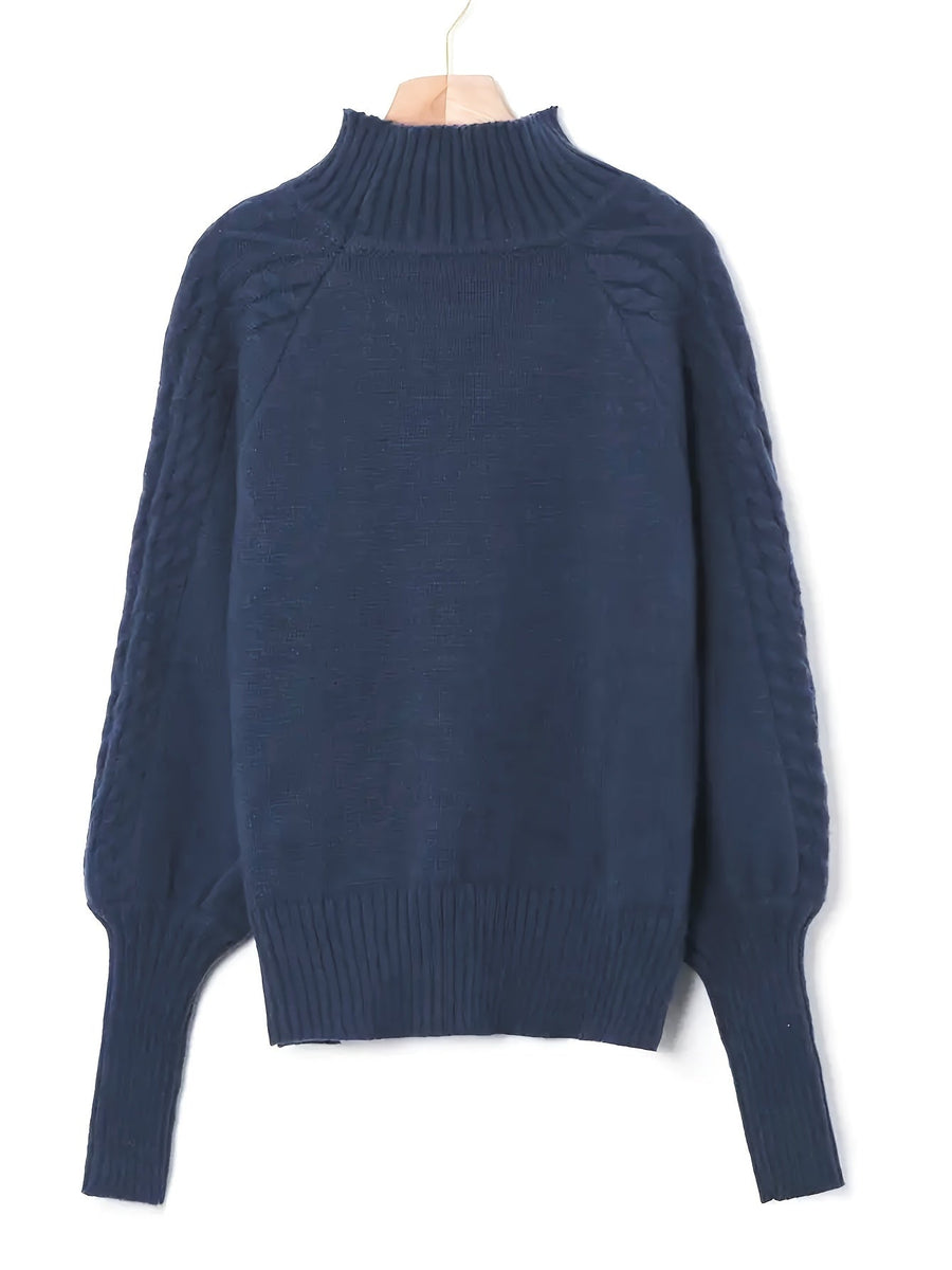 Eloise | Women's Mock Neck Sweater – Textured Knit Half Zip Collar Pullover view 2