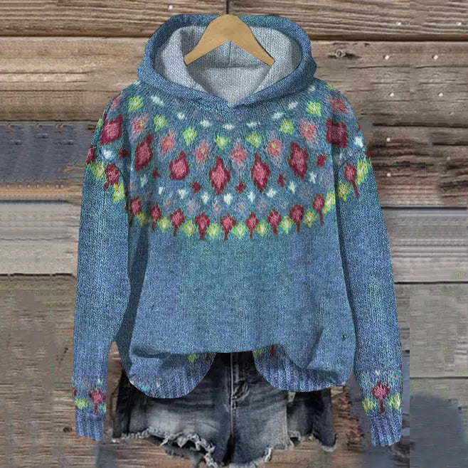 Amaya | Oversized Fair Isle Hoodie Sweater for Women view 3