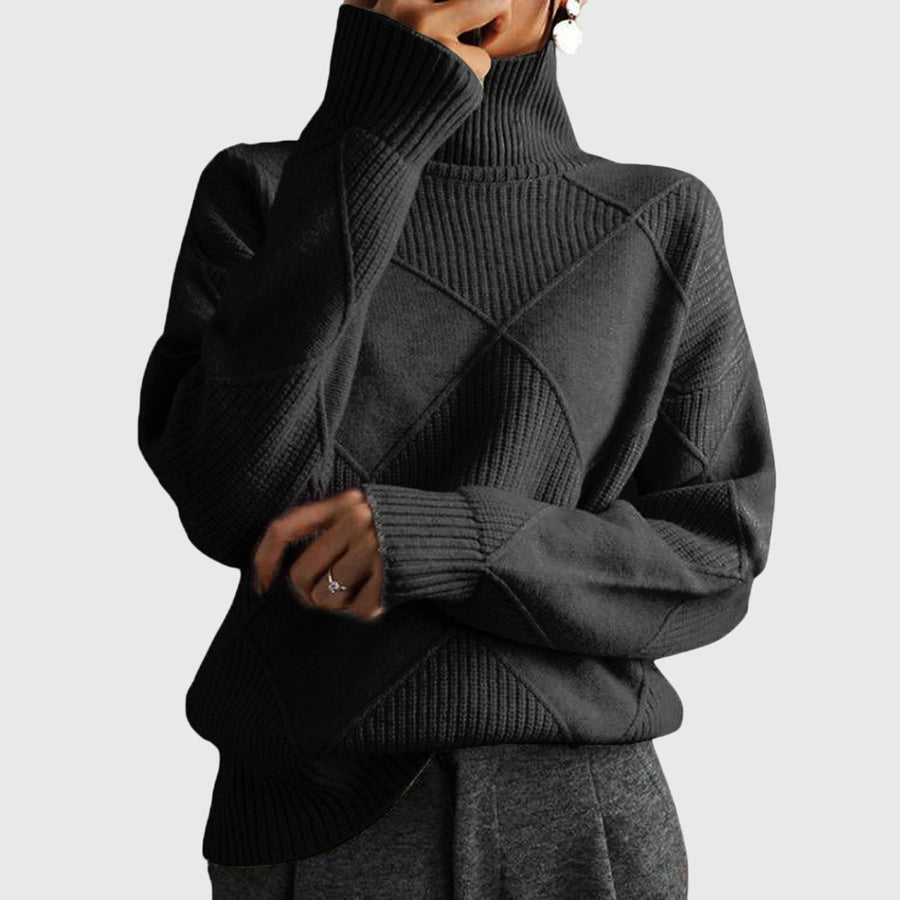Wrenna | Roll Neck Sweater with Diagonal Seam Detail view 10