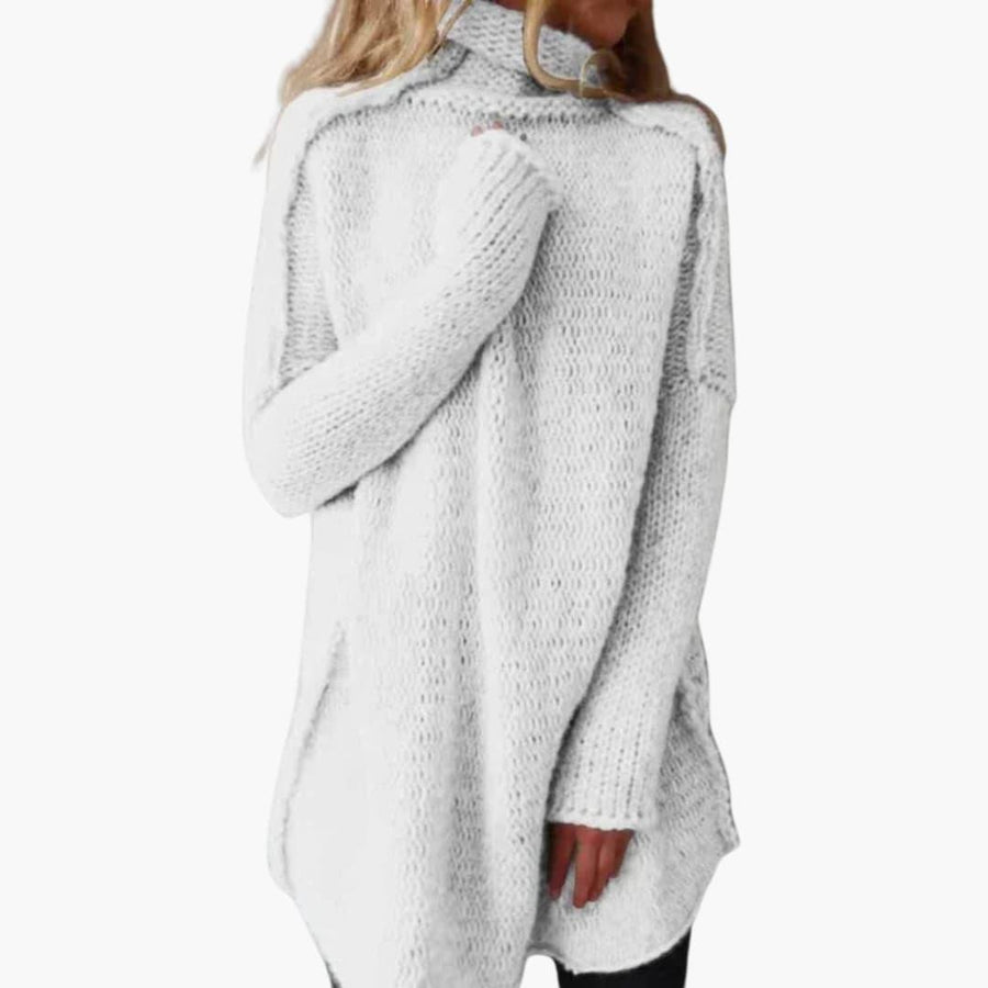 Elspeth | Oversized Roll-Neck Jumper with Long Sleeves and Chunky Knit view 3