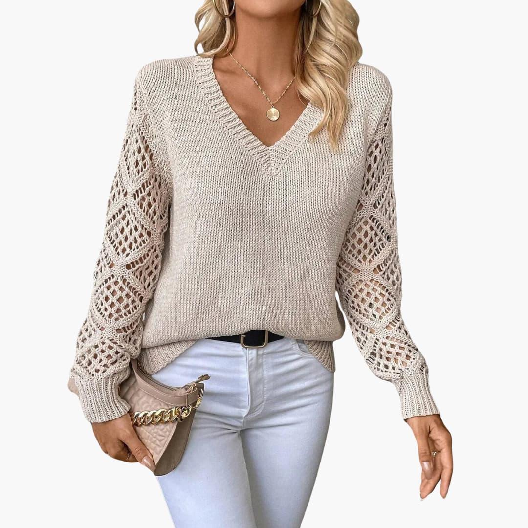 Zinnia | Jumper with Crochet Sleeve Details and Relaxed Fit