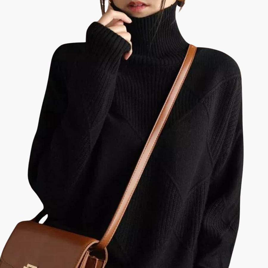 Selah | Ribbed Turtleneck Jumper with Long Sleeves and Fitted Silhouette view 2