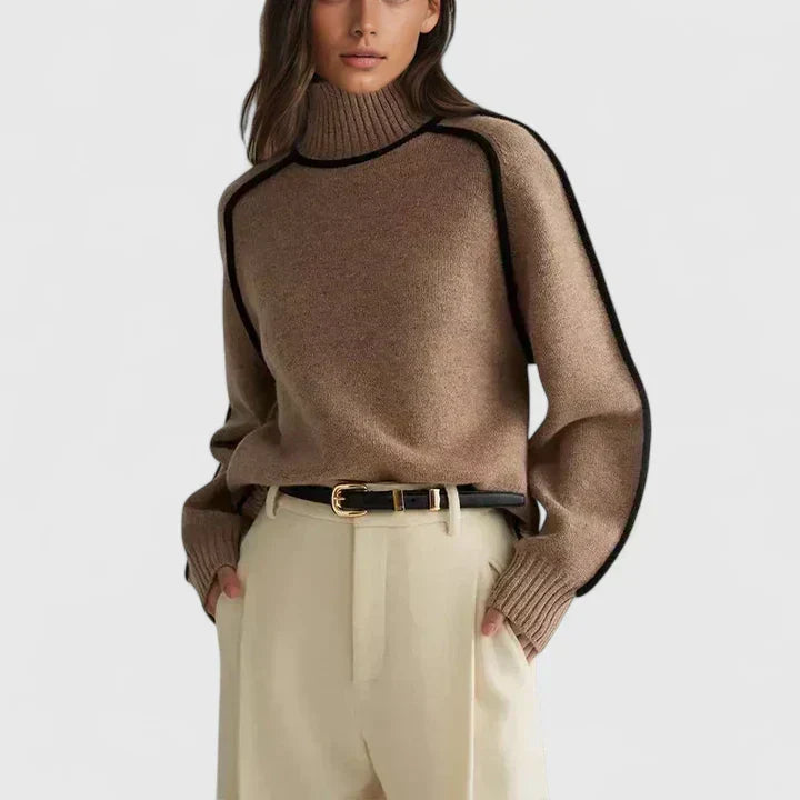 Jacinta | Batwing Turtleneck Sweater with Contrast Piping