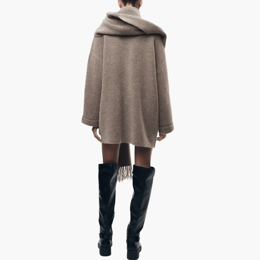 Viola | Button-Up Cardigan with Matching Scarf and Long Sleeves view 8