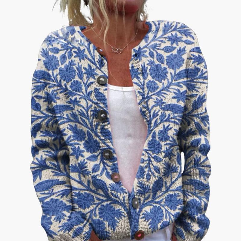 Addison | Floral  Cardigan with Long Sleeves and Ribbed Hem