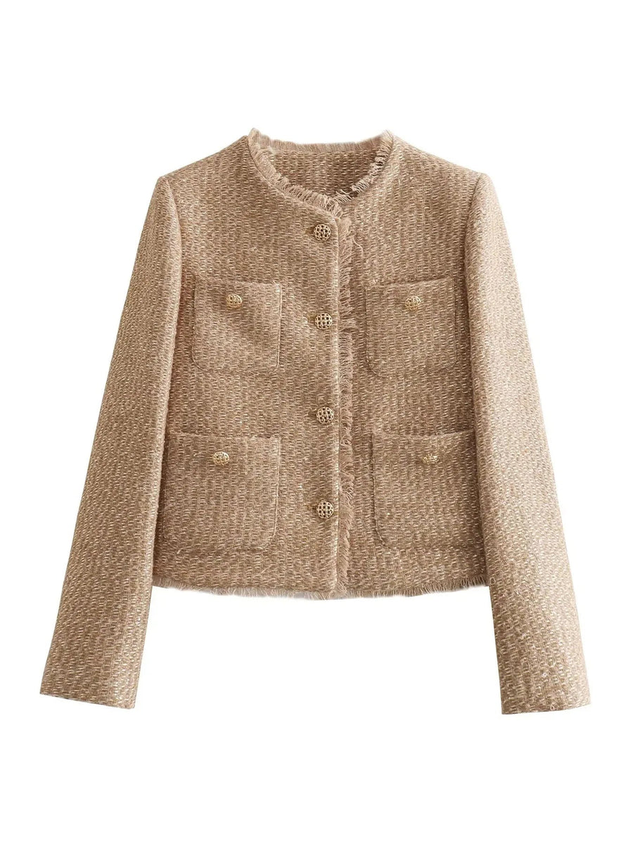 Pearl | Women's Blazer – Short Tweed Button Jacket view 5