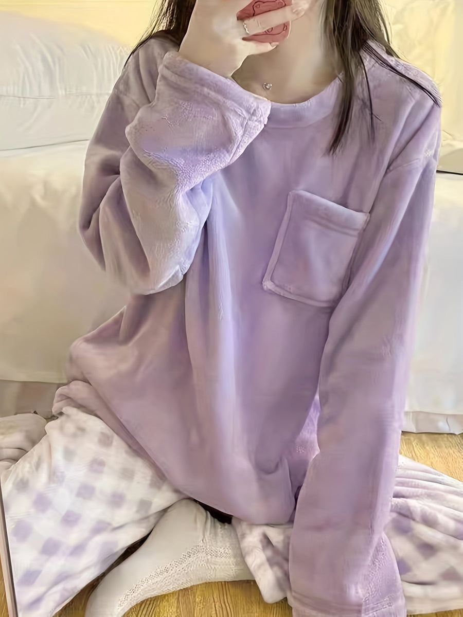 Marcella | Women's Plush Pajama Set – Cozy Two Piece Lounge Set view 8