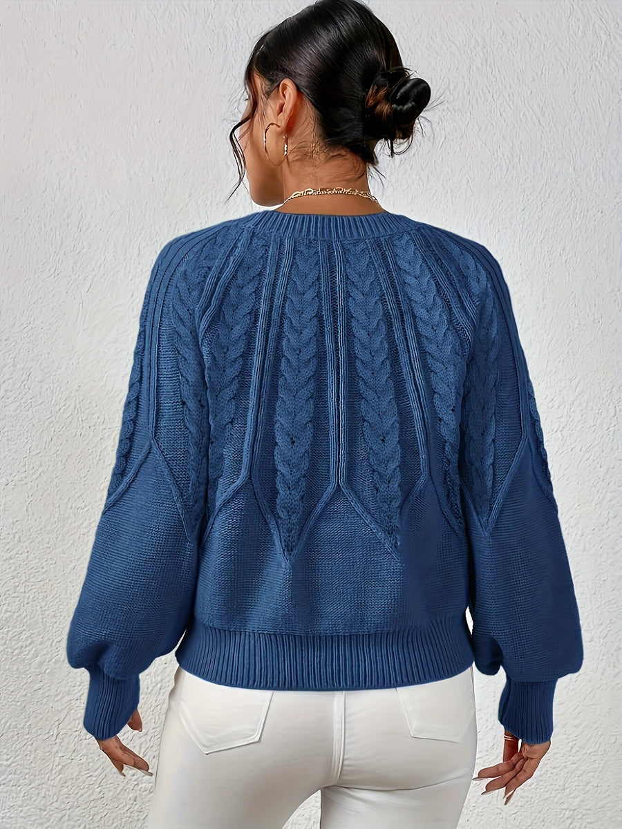 Eleanor | Women's Oversized Cable Knit Sweater – Relaxed Chunky Winter Pullover view 16