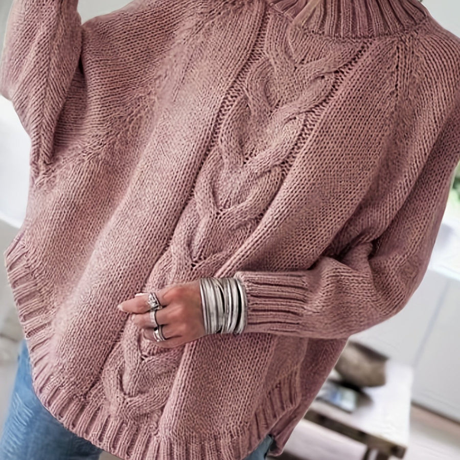 Gwendolyn | Women's Turtleneck Sweater – Cable Knit High Neck Winter Pullover view 13