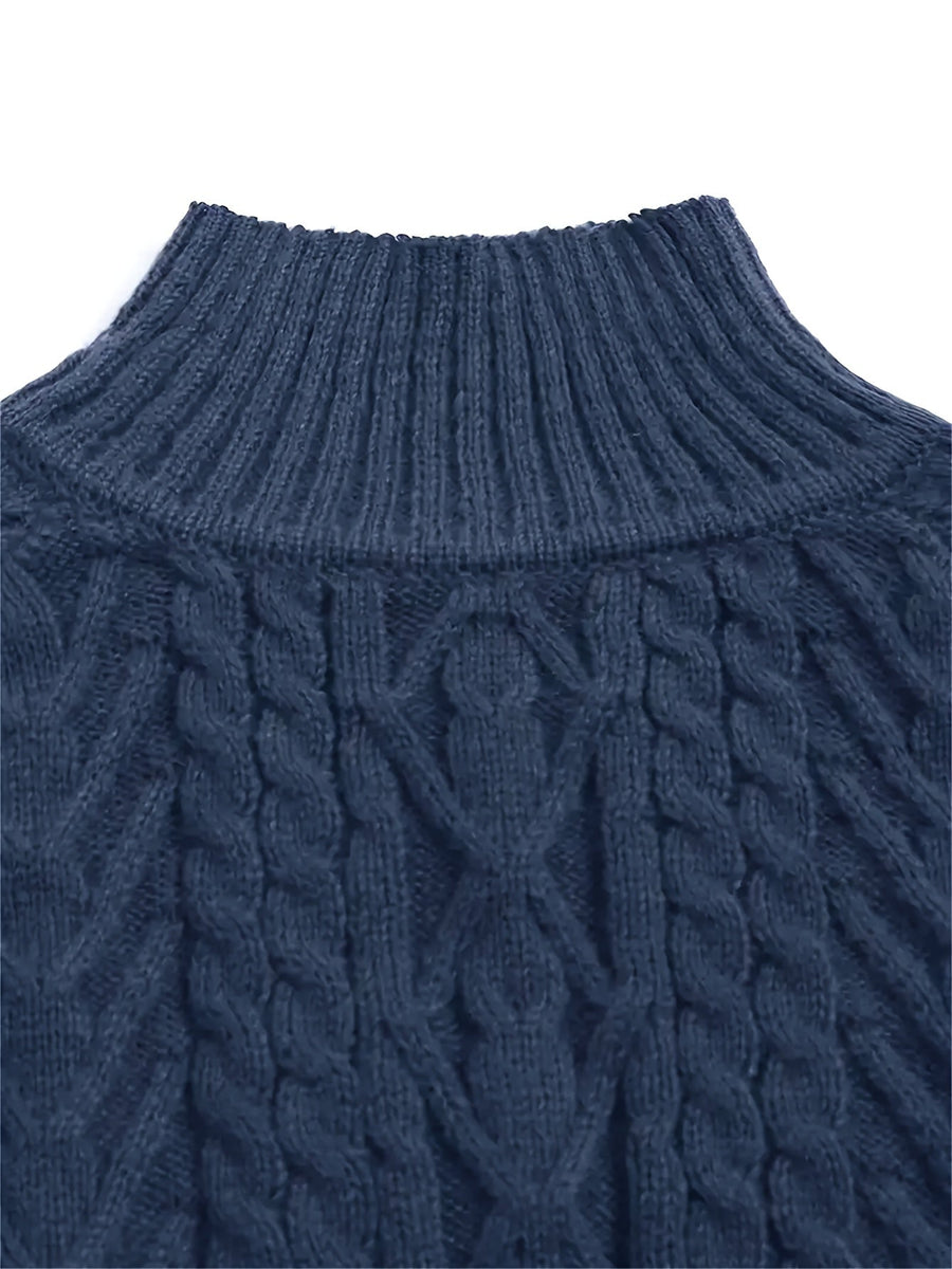 Eloise | Women's Mock Neck Sweater – Textured Knit Half Zip Collar Pullover view 4
