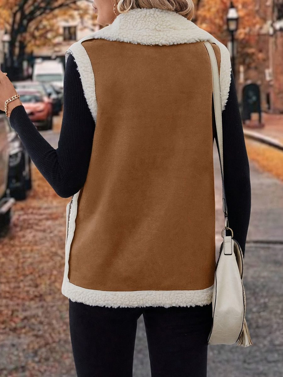 Sylvie | Women's Warm Vest – Lapel Collar Cozy Winter Vest view 2