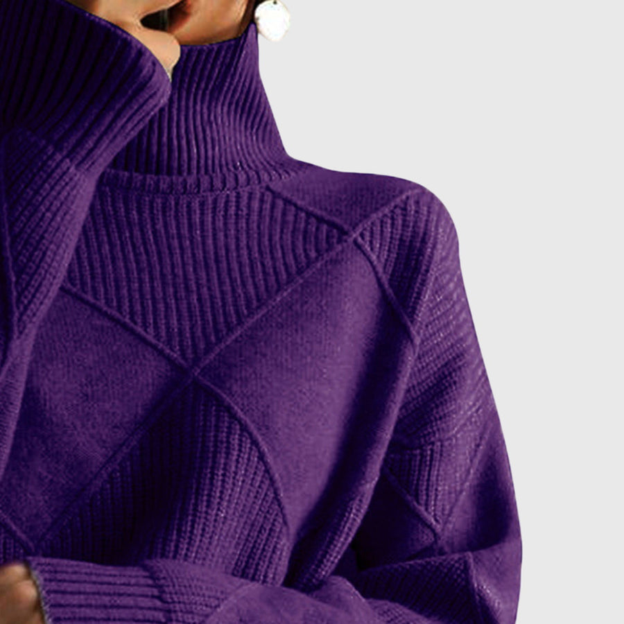 Wrenna | Roll Neck Sweater with Diagonal Seam Detail view 15