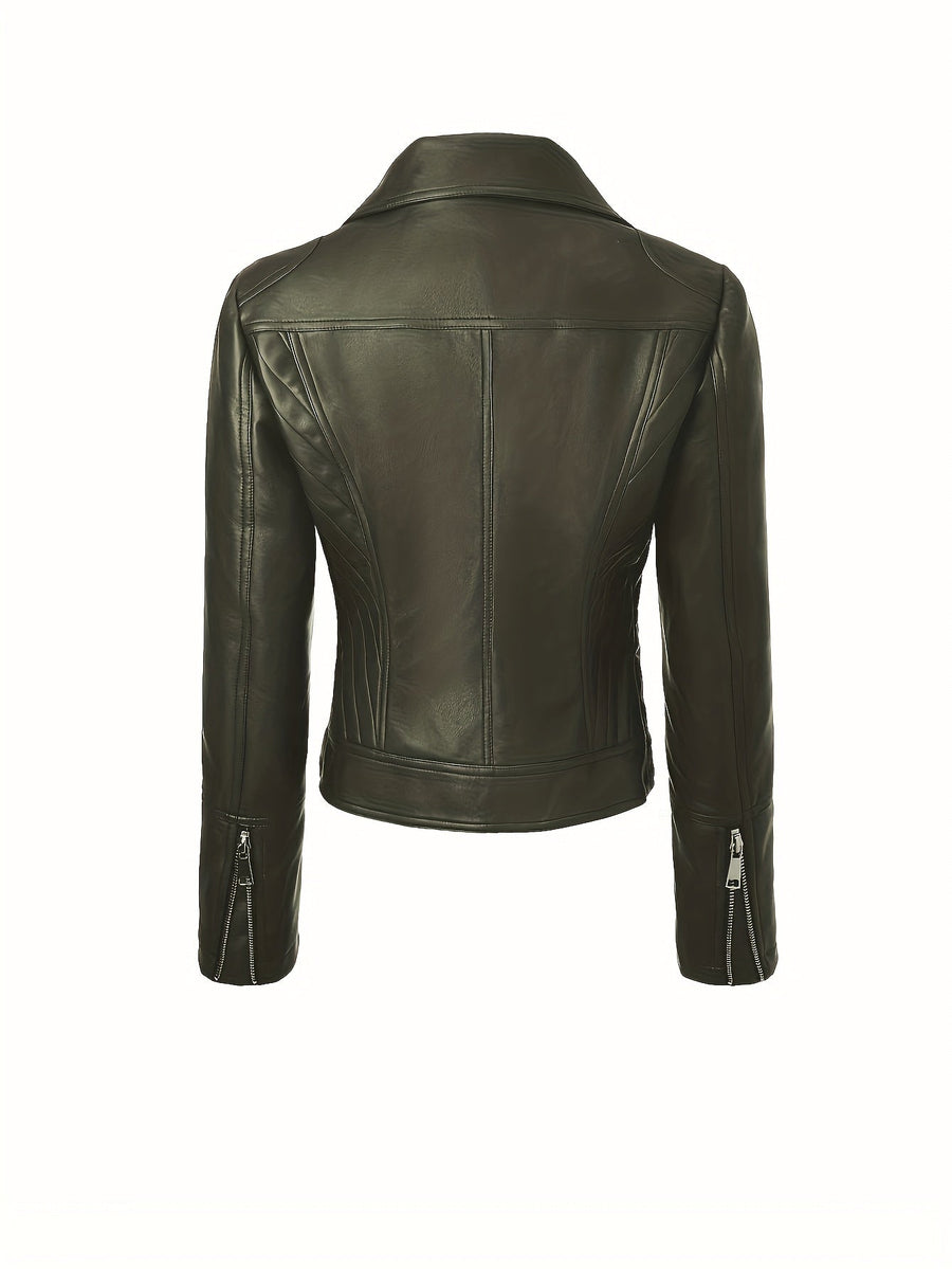 Mabel | Women's Moto Jacket – Sculpted Zip Front Tailored Biker Jacket view 13