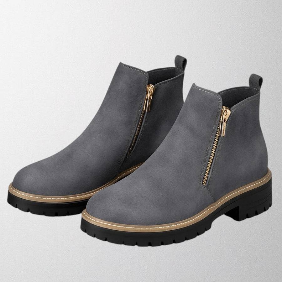 Griet | Side Zipper Closure Rounded Toe Boots view 8