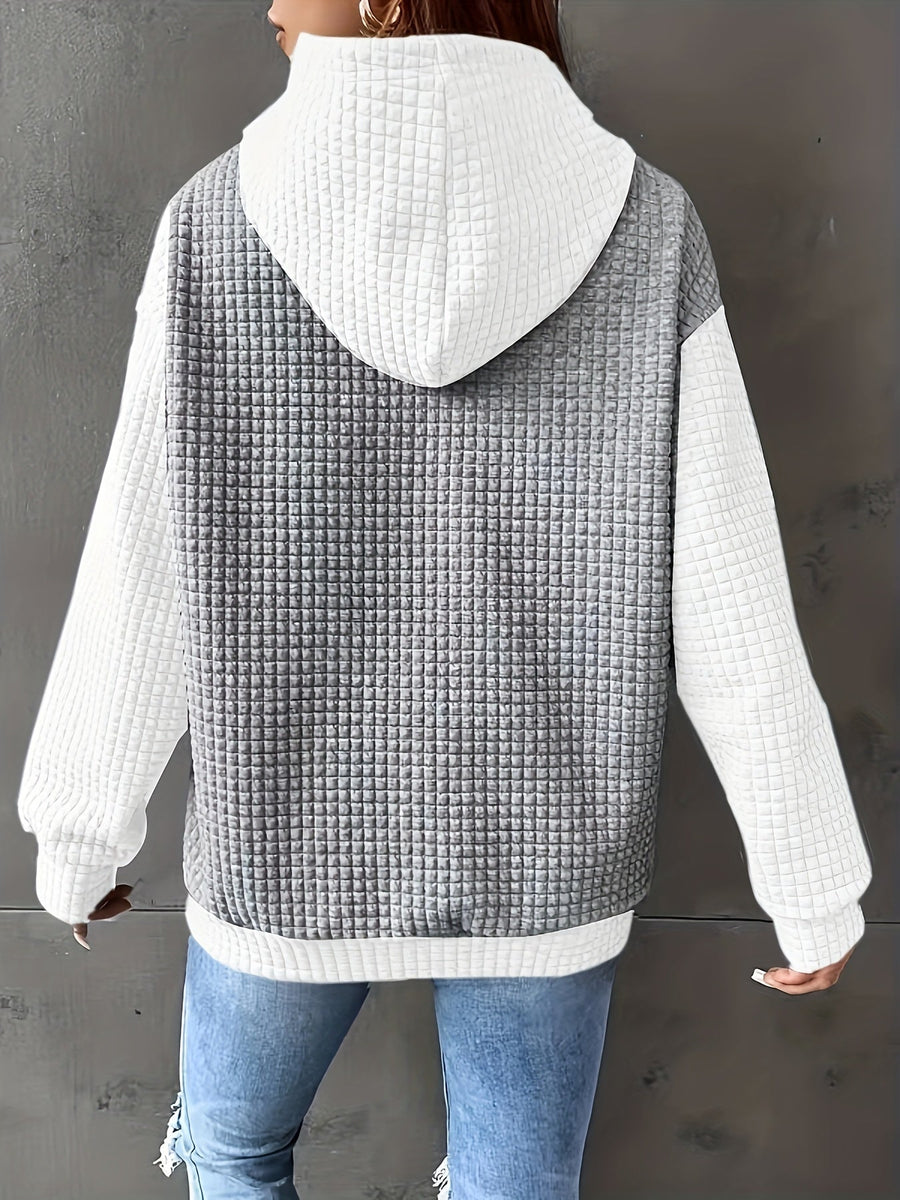 Brenna | Women's Waffle Knit Hoodie – Oversized Cozy Pullover Sweatshirt view 3