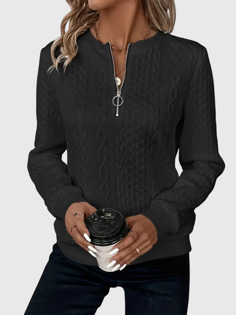 Casimira | Cable Knit Quarter-Zip Sweater view 12